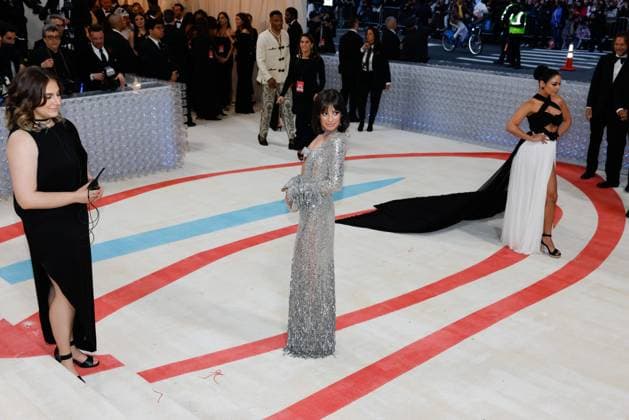 Lea Michele arrives on the red carpet for The Met Gala at The Metropolitan Museum of Art celebrating the opening of Karl Lagerfeld: A Line of Beauty in New York City on Monday, May 1, 2023.  NYP202305011778 JOHNxANGELILLO