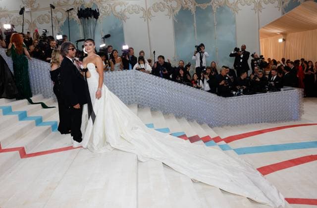 Florence Pugh and Pier Paolo Piccioli arrive on the red carpet for The Met Gala at The Metropolitan Museum of Art celebrating the opening of Karl Lagerfeld: A Line of Beauty in New York City on Monday, May 1, 2023.  NYP202305012953 JOHNxANGELILLO