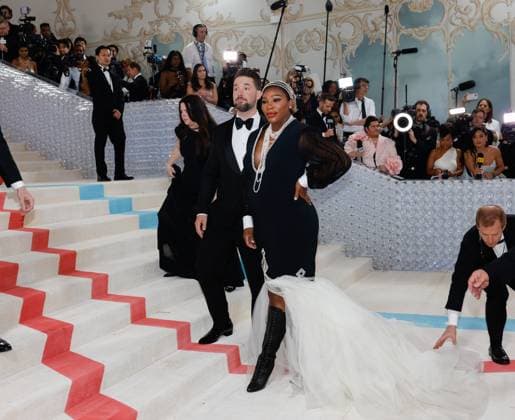 Alexis Ohanian and Serena Williams arrive on the red carpet for The Met Gala at The Metropolitan Museum of Art celebrating the opening of Karl Lagerfeld: A Line of Beauty in New York City on Monday, May 1, 2023.  NYP202305012115 JOHNxANGELILLO