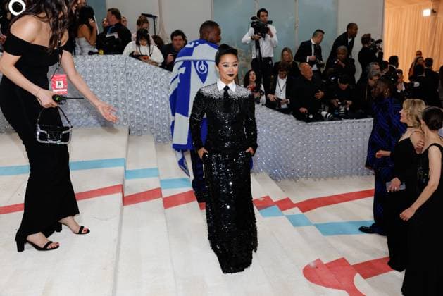Stephanie Hsu arrives on the red carpet for The Met Gala at The Metropolitan Museum of Art celebrating the opening of Karl Lagerfeld: A Line of Beauty in New York City on Monday, May 1, 2023.  NYP20230501268 JOHNxANGELILLO
