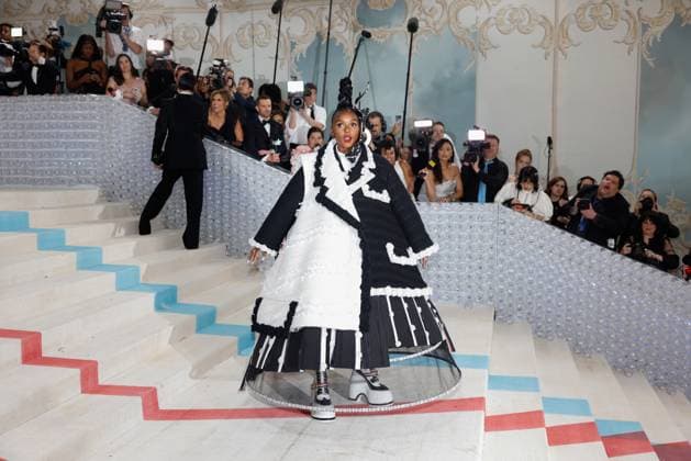 Janelle Monae arrives on the red carpet for The Met Gala at The Metropolitan Museum of Art celebrating the opening of Karl Lagerfeld: A Line of Beauty in New York City on Monday, May 1, 2023.  NYP20230501292 JOHNxANGELILLO