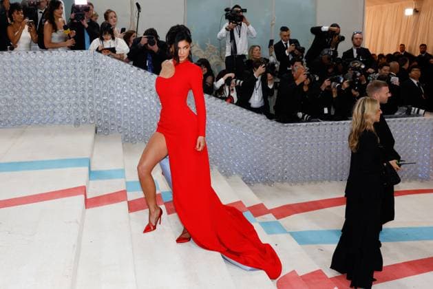 Kylie Jenner arrives on the red carpet for The Met Gala at The Metropolitan Museum of Art celebrating the opening of Karl Lagerfeld: A Line of Beauty in New York City on Monday, May 1, 2023.  NYP20230501316 JOHNxANGELILLO