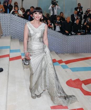 Christina Ricci arrives on the red carpet for The Met Gala at The Metropolitan Museum of Art celebrating the opening of Karl Lagerfeld: A Line of Beauty in New York City on Monday, May 1, 2023.  NYP202305012950A JOHNxANGELILLO