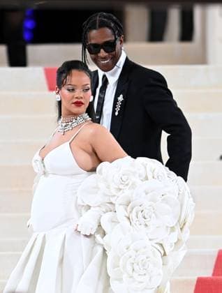 May 1, 2023, New York, New York, USA: The Metropolitan MuseumÃ¢â‚¬â ¢s annual Met Gala honoring Karl Lagerfeld brings out crowds on the carpet as well as in the street. Here Rihanna is the last arrive on the carpet with ASAP Rocky. (Photo Andrea RENAULT Zuma Press) New York USA - ZUMAg115 20230501_zaf_g115_013 Copyright: xAndreaxRenaultx