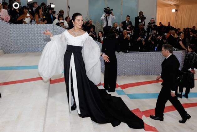 Michelle Yeoh arrives on the red carpet for The Met Gala at The Metropolitan Museum of Art celebrating the opening of Karl Lagerfeld: A Line of Beauty in New York City on Monday, May 1, 2023.  NYP202305012202 JOHNxANGELILLO