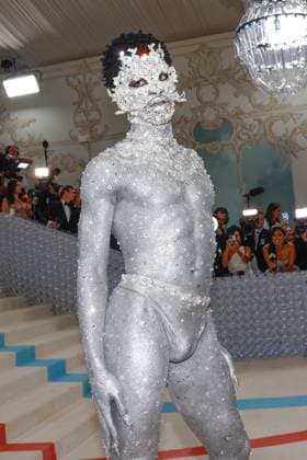 Lil Nas X arrives on the red carpet for The Met Gala at The Metropolitan Museum of Art celebrating the opening of Karl Lagerfeld: A Line of Beauty in New York City on Monday, May 1, 2023.  NYP202305011913 JOHNxANGELILLO