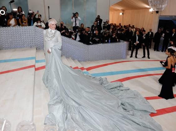 Glenn Close arrives on the red carpet for The Met Gala at The Metropolitan Museum of Art celebrating the opening of Karl Lagerfeld: A Line of Beauty in New York City on Monday, May 1, 2023.  NYP202305015071 JOHNxANGELILLO