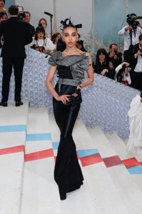 FKA Twigs arrives on the red carpet for The Met Gala at The Metropolitan Museum of Art celebrating the opening of Karl Lagerfeld: A Line of Beauty in New York City on Monday, May 1, 2023.  NYP202305015091 JOHNxANGELILLO