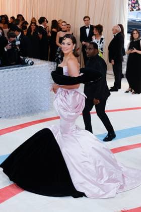 Ashley Graham arrives on the red carpet for The Met Gala at The Metropolitan Museum of Art celebrating the opening of Karl Lagerfeld: A Line of Beauty in New York City on Monday, May 1, 2023.  NYP202305011250 JOHNxANGELILLO