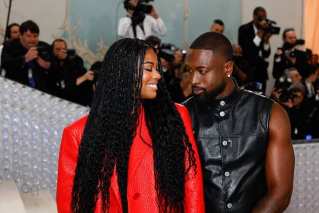 Gabrielle Union and Dwyane Wade arrive on the red carpet for The Met Gala at The Metropolitan Museum of Art celebrating the opening of Karl Lagerfeld: A Line of Beauty in New York City on Monday, May 1, 2023.  NYP202305014008 JOHNxANGELILLO