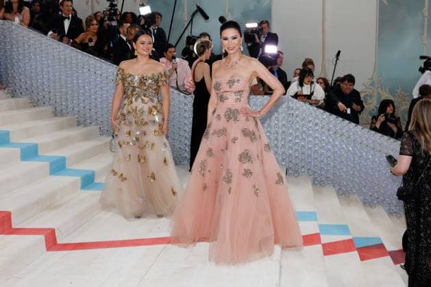 Grace Murdoch and Wendi Murdoch arrive on the red carpet for The Met Gala at The Metropolitan Museum of Art celebrating the opening of Karl Lagerfeld: A Line of Beauty in New York City on Monday, May 1, 2023.  NYP2023050190006 JOHNxANGELILLO