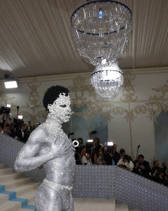 Lil Nas X arrives on the red carpet for The Met Gala at The Metropolitan Museum of Art celebrating the opening of Karl Lagerfeld: A Line of Beauty in New York City on Monday, May 1, 2023.  NYP20230501124 JOHNxANGELILLO