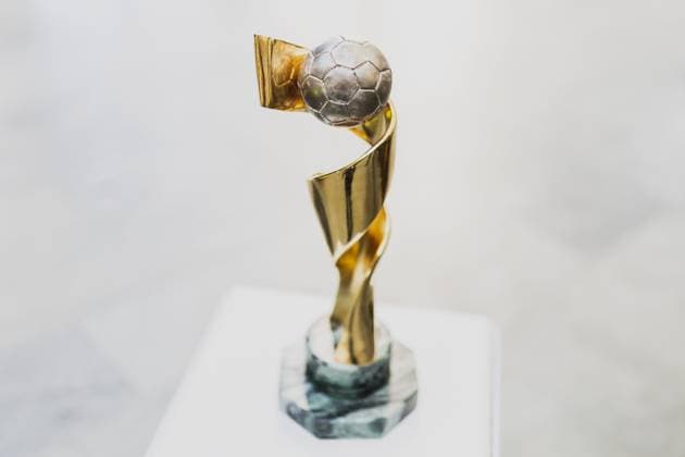 Pokal der Fussballweltmeisterschaft der Frauen, aufgenommen beim WM-KickOff im Auswaertigen Amt in Berlin, 03.05.2023. Berlin Germany Copyright: xFlorianxGaertnerx