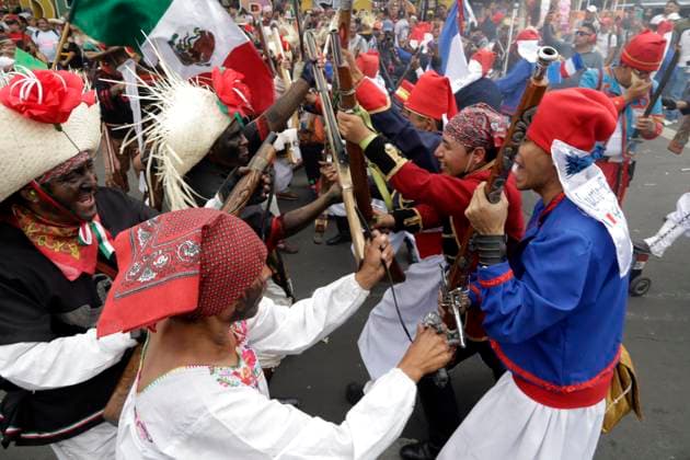The Representation of the Battle of Puebla of 1862 declared Intangible Cultural Heritage of Mexico City May 5, 2023, Mexico City, The representation of the Battle of Puebla of 1862 in the Penon de los Banos neighborhood is declared by the Government of Mexico City as Intangible Cultural Heritage of Mexico City on its 93rd anniversary; held annually at the Venustiano Carranza City Hall in Mexico City. on May 5, 2023 in Mexico City, Mexico (Photo by Luis Barron Eyepix Group). Copyright: xLuisxBarronx xEyepixxGroupx LB_20230505_A_PUEBLA9