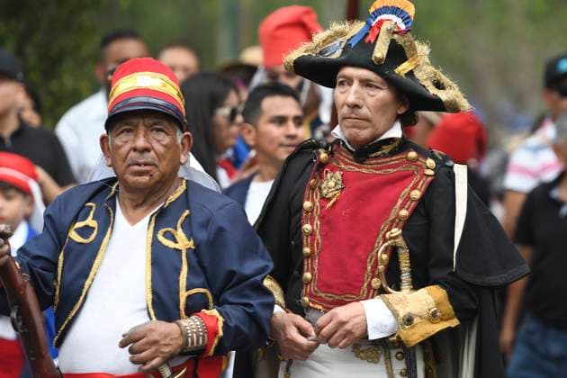May 5, 2023, Mo xico City, MEXICO, Mexico: Inhabitants of the Peo±o³n de los Bao±os neighborhood, to the east of Mexico City, participate in the commemoration of the historic Battle of Puebla on May 5, 1862. French troops, under the command of General Lorencez, undertake the invasion towards the center of the country, and after some skirmishes in El FortoÂn and a confrontation with the Mexican troops in Acutzingo, they are defeated on May 5 in Puebla by the forces of General Ignacio Zaragoza. Mà xico City Mexico - ZUMAn296 20230505_zip_n296_002 Copyright: xJorgexNunezx