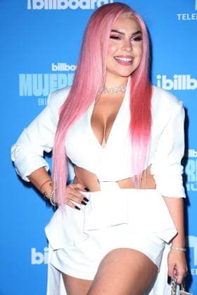 Genesis arrives on the red carpet at the Inaugural Latin Women in Music award show at the Watsco Center, University of Miami in Miami Florida on Saturday, May 6, 2023. The Billboard Telemundo red carpet and show will air Sunday, May 7, 2023 at 9 PM 8 CT on Telemundo and Universo.  MIA20230506113 GARYxIxROTHSTEIN