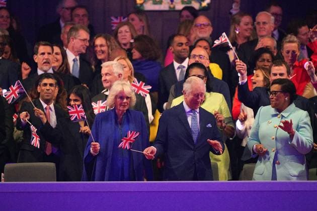 Entertainment Themen der Woche KW18 Entertainment Bilder des Tages . 07 05 2023. Windsor, United Kingdom. King Charles III, Queen Camilla, Kate Middleton, the Princess of Wales, Princess Charlotte ,Prince George and Prince William, the Prince of Wales at the Coronation Concert held in the grounds of Windsor Castle, United Kingdom.  xPoolx xi-Imagesx IIM-24359-0129
