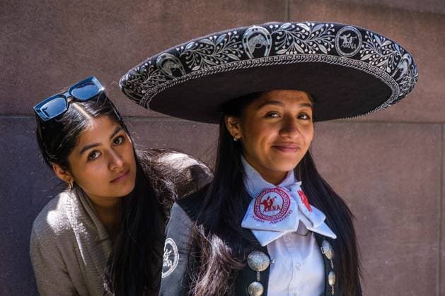 May 7, 2023, New York, New Yoork, US: Mexicans and New Yorkers celebrating the annual Cinco de Mayo victory over the Second French Empire in the Battle of Puebla in 1862. Traditional costume, music and dance made their way along the parade route on Central Park West. New York US - ZUMAh156 20230507_znp_h156_010 Copyright: xMiloxHessx