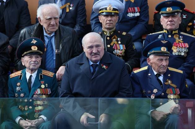 News Themen der Woche KW19 RUSSIA, MOSCOW - MAY 9, 2023: Belarus President Alexander Lukashenko (C) attends a Victory Day military parade in Red Square marking the 78th anniversary of the victory over Nazi Germany in World War II. Gavriil Grigorov TASS  58960365