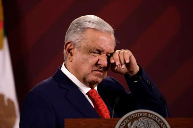 May 8, 2023, Mexico City, Mexico: Mexican President Andres Manuel Lopez Obrador at the press conference before reporters at the National Palace in Mexico City. on May 8, 2023 in Mexico City, Mexico Mexico City Mexico - ZUMAe321 20230509_zia_e321_017 Copyright: xLuisxBarronx