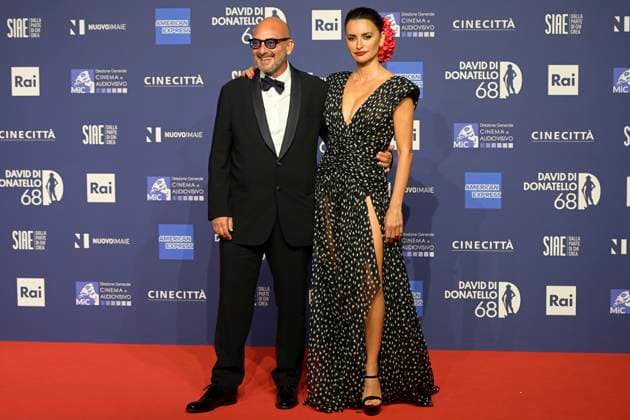 May 10, 2023, Rome, Italy: Emanuele Crialese (L) and Penelope Cruz (R) attend the red carpet of Premi Davide di Donatello 2023 at CinecittÃ Lumina Studios. Rome Italy - ZUMAs197 20230510_zaa_s197_347 Copyright: xMarioxCartellix