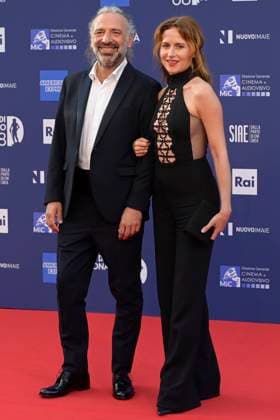 May 10, 2023, Rome, Italy: Stefano Bollani (L) and Valentina Cenni (R) attend the red carpet of Premi Davide di Donatello 2023 at CinecittÃ Lumina Studios. Rome Italy - ZUMAs197 20230510_zaa_s197_434 Copyright: xMarioxCartellix