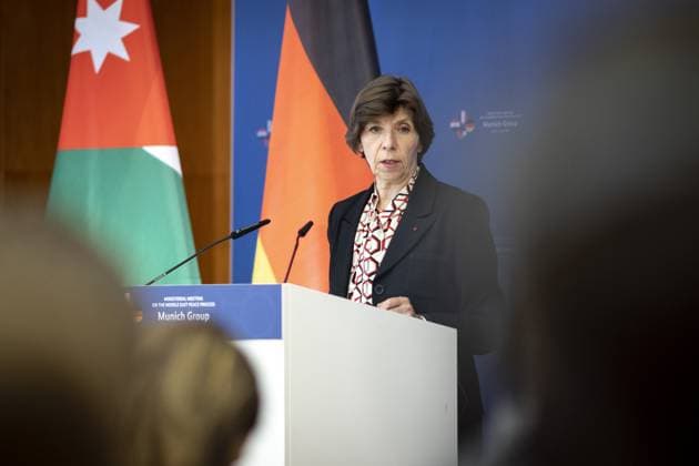 Annalena Baerbock, Bundesaussenministerin, laedt zu Kleeblatt-Treffen nach Berlin ein. Hier aufgenommen: Catherine Colonna, Aussenministerin von Frankreich, bei einer Pressekonferenz nach dem gemeinsamen Gespraech. Berlin, 11.05.2023. Berlin Deutschland