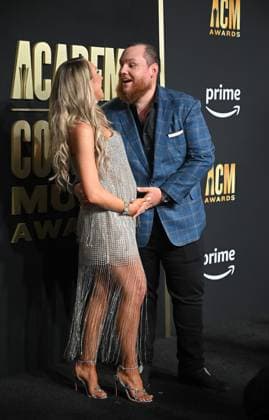 Luke Combs and his wife Nicloe arrive on the red carpet for the 2023 Academy of Country Music Awards at The Star in Frisco, TX on Thursday, May 11, 2023.  FRS20230511051 IANxHALPERIN
