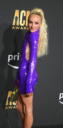 Nastia Liukin arrives on the red carpet for the 2023 Academy of Country Music Awards at The Star in Frisco, TX on Thursday, May 11, 2023.  FRS2023051137 IANxHALPERIN