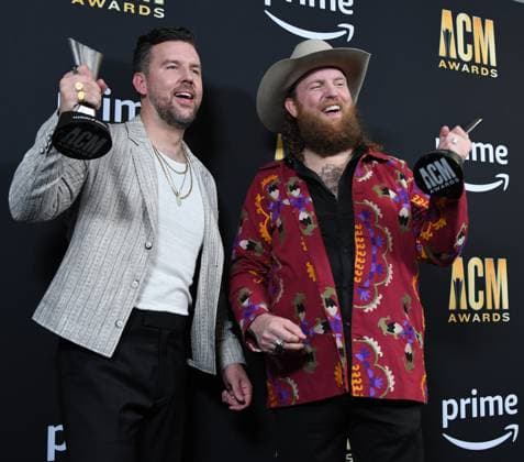 Brother Osborne show off thier Best Duo Award at the 2023 Academy of Country Music Awards at The Star in Frisco, TX on Thursday, May 11, 2023.  FRS20230511511 IANxHALPERIN