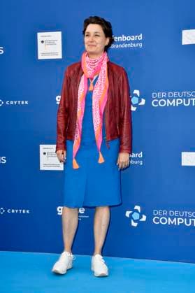 Sandra Detzer bei der Verleihung des Deutschen Computerspielpreises 2023 im Spindler & Klatt. Berlin, 11.05.2023