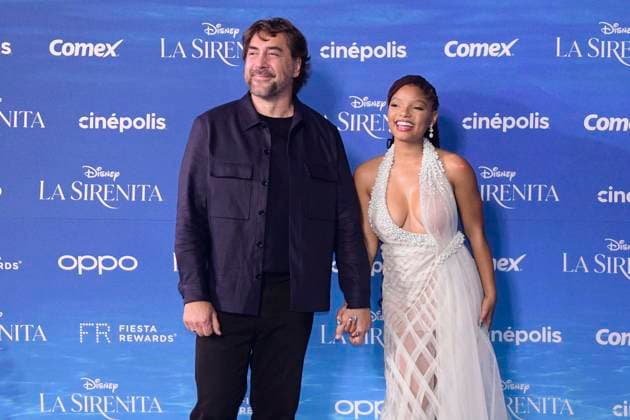 May 11, 2023, Mexico City, Mexico: Actor Javier Bardem and actress Halle Bailey attend the red carpet of The little Mermaid film premiere at Toreo Parque Central. on May 11, 2023 in Mexico City, Mexico. Mexico City Mexico - ZUMAe321 20230512_zia_e321_033 Copyright: xJaimex