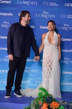 May 11, 2023, Mexico City, Mexico: Actor Javier Bardem and actress Halle Bailey attend the red carpet of The little Mermaid film premiere at Toreo Parque Central. on May 11, 2023 in Mexico City, Mexico. Mexico City Mexico - ZUMAe321 20230512_zia_e321_036 Copyright: xJaimex