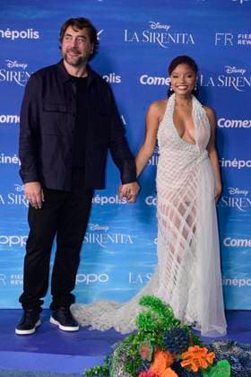 May 11, 2023, Mexico City, Mexico: Actor Javier Bardem and actress Halle Bailey attend the red carpet of The little Mermaid film premiere at Toreo Parque Central. on May 11, 2023 in Mexico City, Mexico. Mexico City Mexico - ZUMAe321 20230512_zia_e321_038 Copyright: xJaimex
