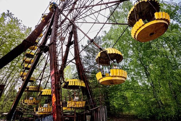 May 5, 2023, Pripyat, Kyiv Oblast, Ukraine: The Ferris wheel at the Pripyat Amusement Park. The attraction only operated for one day as local authorities attempted to use the ride as a distraction from the danger the population now faced. Pripyat Ukraine  - ZUMA Pho 20230505_int_r134_009 Copyright: xGabrielxRomerox