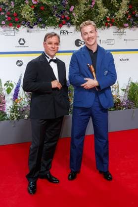 Event - Deutscher Filmpreis 2023 Jan Josef Liefers und Albrecht Schuch beim 73. Deutschen Filmpreis im Theater am Potsdamerplatz am 12.05.2023 in Berlin. Copyright: xEventpressxKochanx
