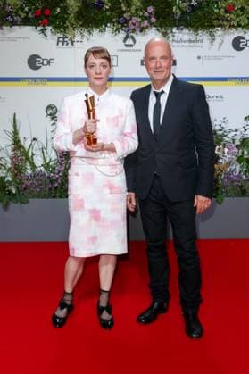 Event - Deutscher Filmpreis 2023 Leonie Benesch und Christian Berkel beim 73. Deutschen Filmpreis im Theater am Potsdamerplatz am 12.05.2023 in Berlin. Copyright: xEventpressxKochanx