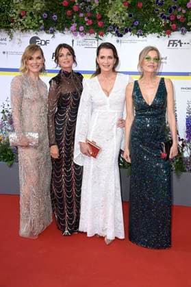 Andrea Lüdke, Gerit Kling, Anja Kling und Ursula Karven bei der 73. Verleihung des Deutschen Filmpreises 2023 im Theater am Potsdamer Platz. Berlin, 12.05.2023