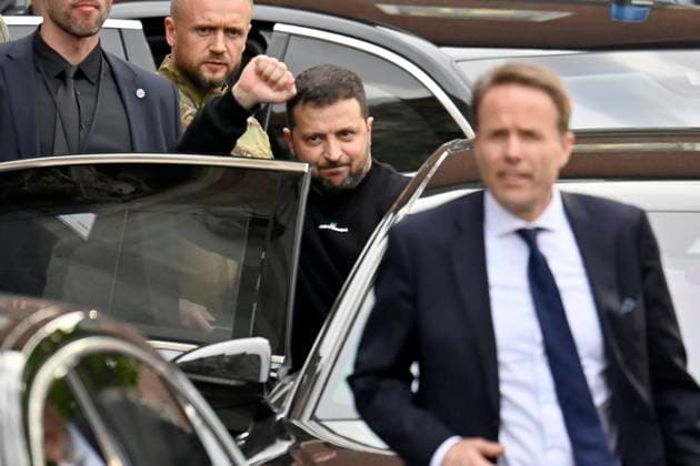 Wolodymyr Selenskyj bei der Verleihung des Karlspreises 2023 an Wolodymyr Selenskyj und das ukrainische Volk im Aachener Rathaus. Aachen, 14.05.2023