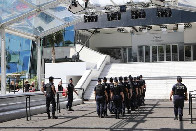May 15, 2023, Cannes, CoÂ te d Azur, France: National Police Members rehearsals at the Grand Palais on the eve of Opening Ceremony of the 76th annual Cannes Film Festival in Cannes, France Cannes France - ZUMAc179 20230515_zep_c179_008 Copyright: xMickaelxChavetx
