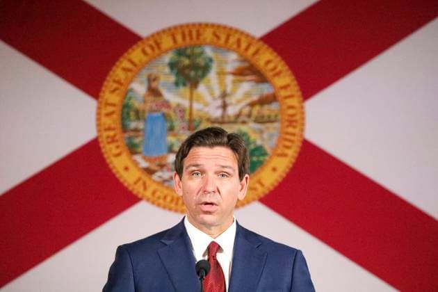 May 15, 2023, Sarasota, Florida, USA: Gov. Ron DeSantis talks during a press conference before signing legislation on Monday, May 15, 2023, banning state funding for diversity, equity, and inclusion programs at Florida s public universities, at New College of Florida in Sarasota. Sarasota USA - ZUMAs70_ 20230515_zan_s70_026 Copyright: xDouglasxR.xCliffordx