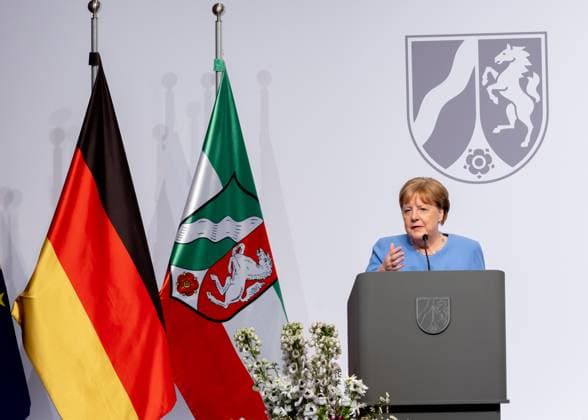 Verleihung Staatspreis an Angela Merkel Bundeskanzlerin a.D. Angela Merkel wird am Dienstag den 16.05.2023 mit dem Staatspreis NRW geehrt. Überreicht durch Christine Lagarde und Ministerpräsident Hendrik Wüst. Köln Nordrhein-Westfalen Germany