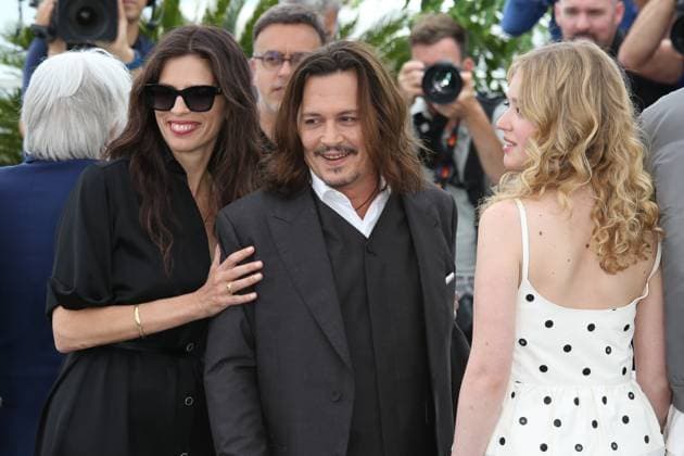 76e Festival International du Film de Cannes. Photocall du film Jeanne du Barry . 76th Cannes Film Festival. Photocall with cast of the film Jeanne du Barry . Maiwenn, Johnny Depp and Pauline Pollmann. 292023 2023-05-17 Cannes France  Copyright: xIsabellexVautierx xStarfacex STAR_292023_056