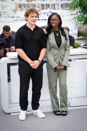 Foto IPP Daniele Cifala™ Cannes 17 05 2023 Le Retour (Homecoming) Photocall - The 76th Annual Cannes Film Festival nella foto : French actor Harold Orsoni (L) and French actress Esther Gohourou Italy Photo Press - World Copyright