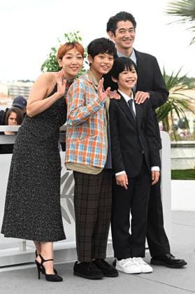 Japanese actress Ando Sakura, actors Nagayama Etta, Hiiragi Hinata and Kurokawa Soya attend a photo call for Kaibutsu at the 76th Cannes Film Festival at Palais des Festivals in Cannes, France on Thursday, May 18, 2023.  CAN20230518125 RUNExHELLESTAD