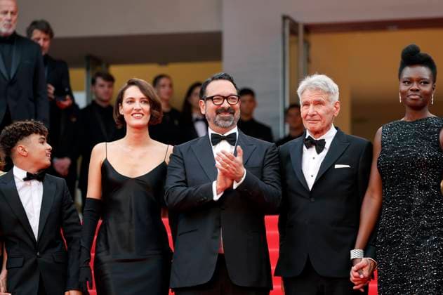Ethann Isidore, Phoebe Waller-Bridge, James Mangold, Harrison Ford und Shaunette Renee Wilson bei der Premiere des Kinofilms Indiana Jones and the Dial of Destiny Indiana Jones und das Rad des Schicksals auf dem Festival de Cannes 2023 76. Internationale Filmfestspiele von Cannes im Palais des Festivals. Cannes, 18.05.2023