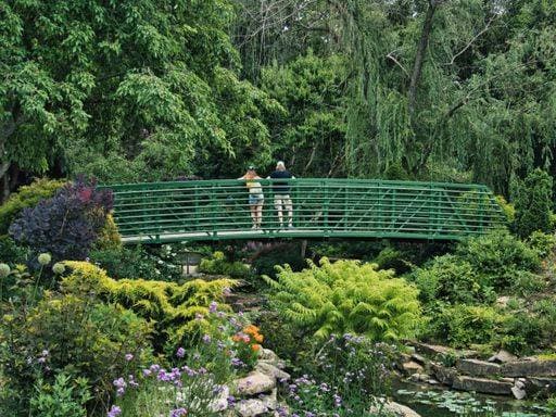 RECORD DATE NOT STATED A couple standing on the bridge of Claude Monet garden in Giverny, France *** einer couple stehend am der Brücke des Claude Monet Garten ÊIn Giverny, Frankreich 6917383