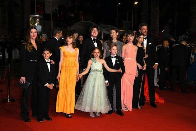 76th Cannes Film Festival 2023, Red Carpet Film Four Daughters. Pictured Skyler Peters, Charles Halford, Charlie Stover, Lio Tipton, Lorelei Olivia Mote, Andrea Browne, Phoebe Ferro, Weston Razooli and Rachel Browne  Copyright: xManuelexMangiarottix xipa-agencyx xPoolxPhotoxEventsx01x IPA_IPA38059540