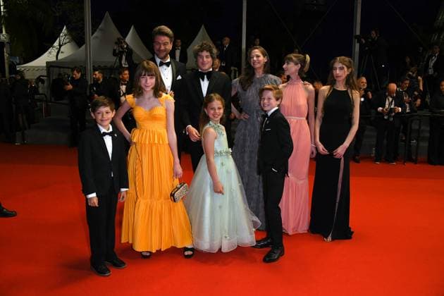 76th Cannes Film Festival 2023, Red Carpet Film Four Daughters. Pictured Skyler Peters, Charles Halford, Charlie Stover, Lio Tipton, Lorelei Olivia Mote, Andrea Browne, Phoebe Ferro, Weston Razooli and Rachel Browne  Copyright: xManuelexMangiarottix xipa-agencyx xPoolxPhotoxEventsx01x IPA_IPA38059964