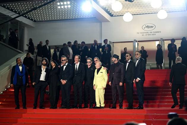 76e Festival International du film de Cannes. montee du film Omar la fraise - 76th International Cannes Film Festival. red carpet of Omar la fraise - Reda Kateb, Benoit Magimel, Elias Belkeddar 292201 2023-05-19 Cannes France  Copyright: xLionelxGuericolas MPPx STAR_292201_057
